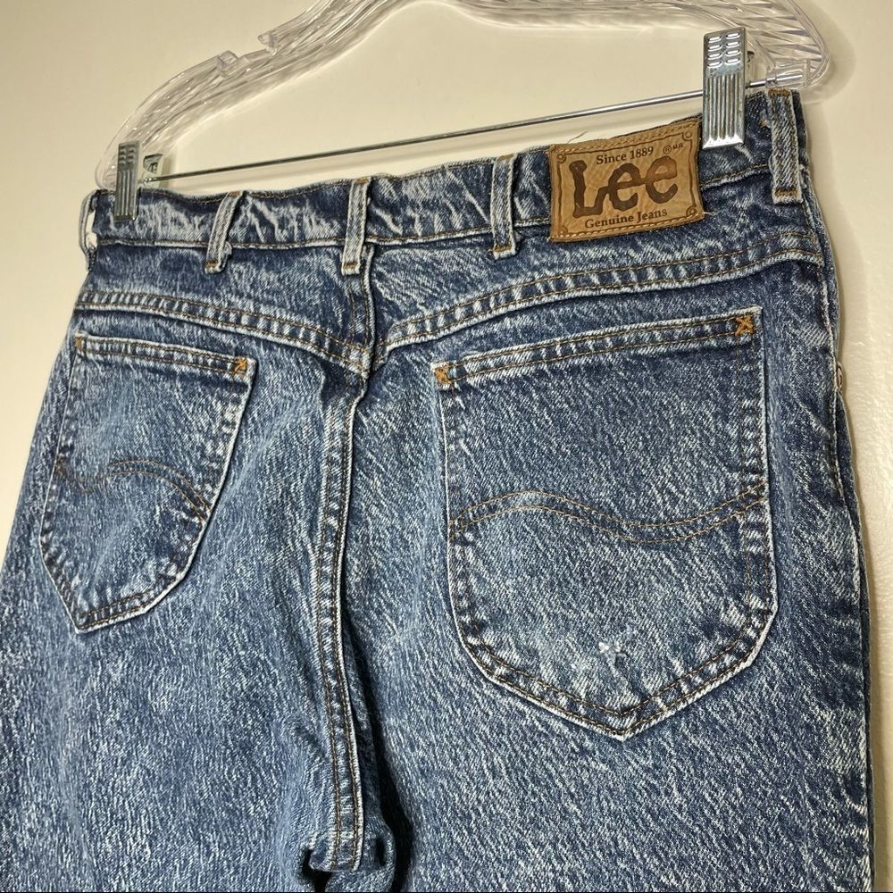 VTG Lee Acid Wash Denim Cotton Retro Vintage High Waist Mom Jeans Tapered Leg - Picture 6 of 8